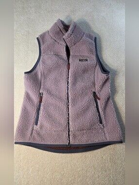LL Bean Purple Mountain Pile Fleece Sherpa Vest Full Zip Cabin Hiking Womens M